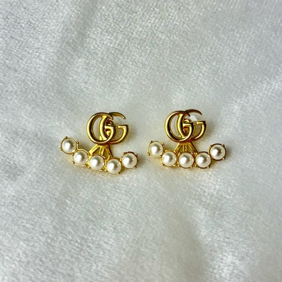 Gold Pearl Earrings - Picture 1 of 10